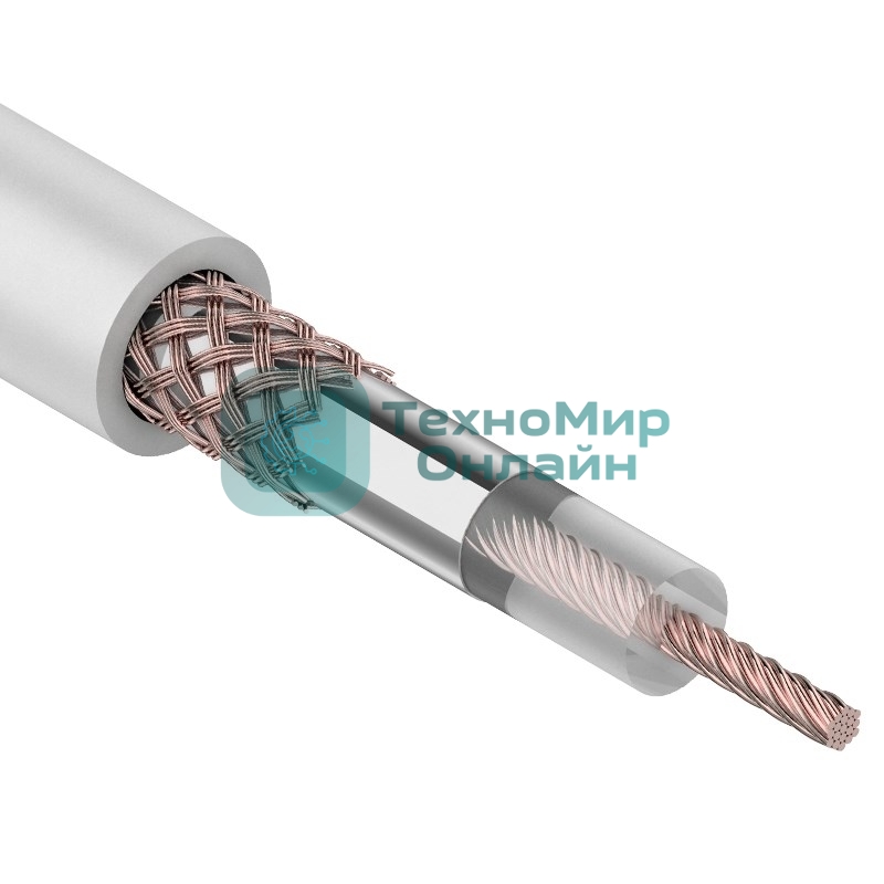 Кабель коаксиальный Rexant RG-58 A/U, 50 Ом, Cu/Al/Cu 64%, бухта 100 м, белый