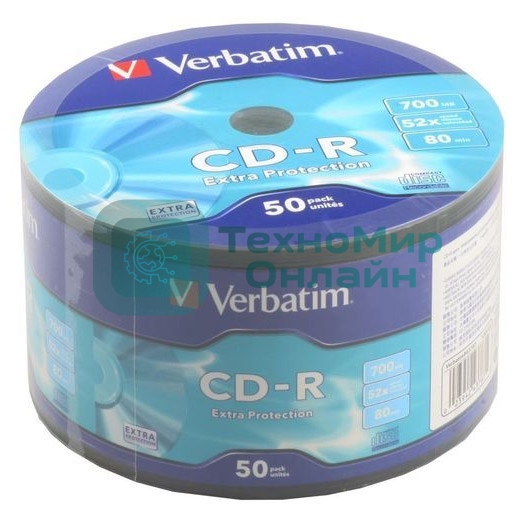 Диск CD-R Verbatim 700 Mb, 52x, Shrink (50), DataLife (50/600)