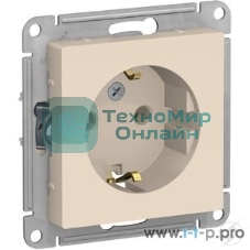 Розетка с заземлением, 16А, механизм, бежевый