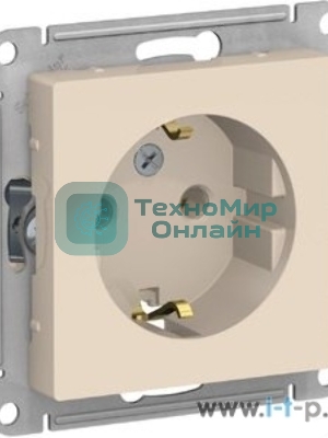 Розетка с заземлением, 16А, механизм, бежевый