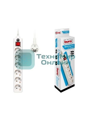 Сетевой фильтр Buro Сетевой фильтр, 6 розеток, 3 метра, белый