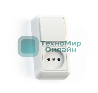 Блок комбинированный Кунцево-Электро ОП БКВР-427 Оптима (1-кл. выкл. + розетка) белый