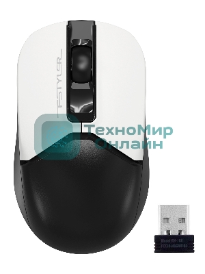 Мышь беспроводная A4Tech Fstyler FG12 белый/черный, 1200 dpi, радиоканал, USB, кнопки - 3