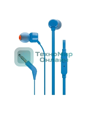 Проводные наушники JBL Tune 110 синий, внутриканальные, Jack 3.5 мм