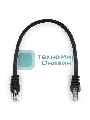 Патч-корд UTP Cablexpert PP6U-0.25M/BK cat.6, 0.25м, литой, многожильный, черный