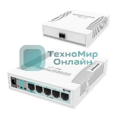 Коммутатор сетевой MikroTik RB260GS RouterBOARD 260GS 5-port Gigabit smart switch with SFP cage, SwOS, plastic case, PSU