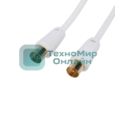 Шнур Rexant ТВ гнездо - ТВ штекер, длина 7 метров, белый