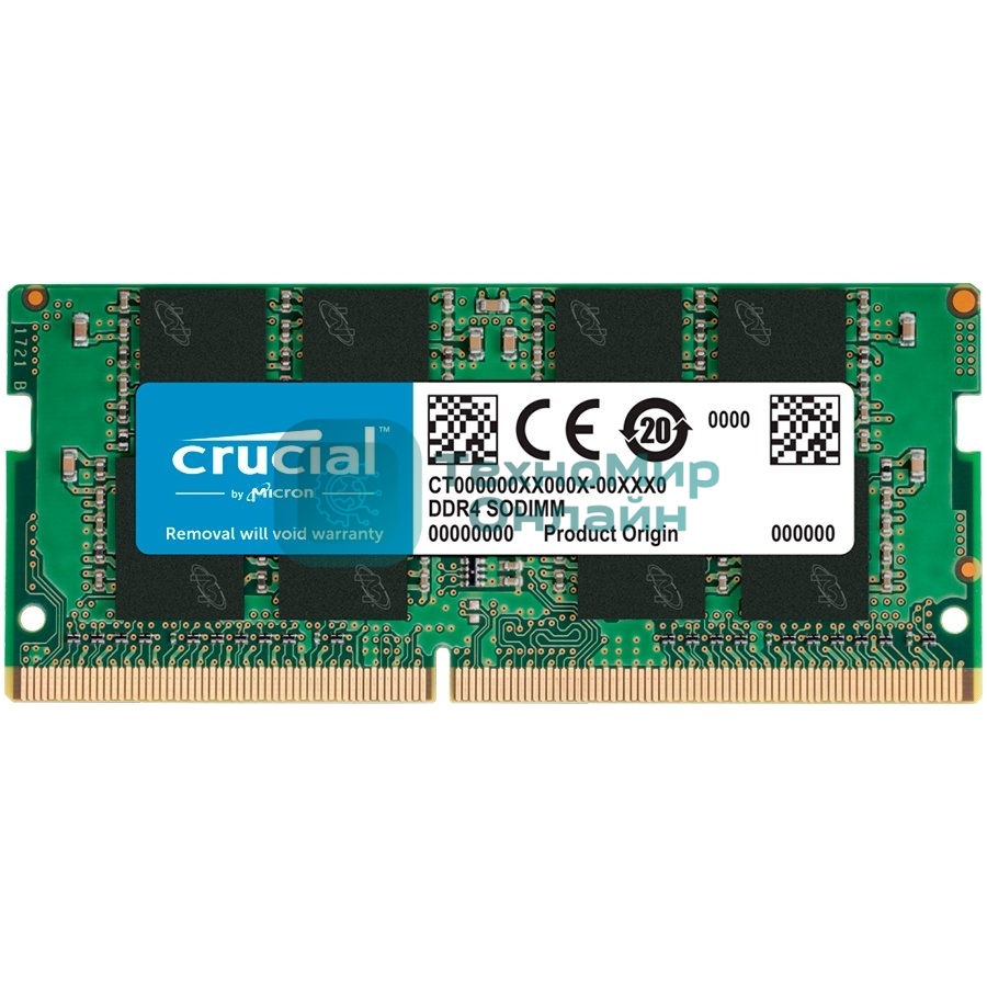 Оперативная память Crucial, DDR4, 16GB (1x16 GB), 3200 MHz, CL22, SO-DIMM
