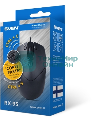 Мышь проводная SVEN RX-95 черный, 4000 dpi, USB, кнопки - 6