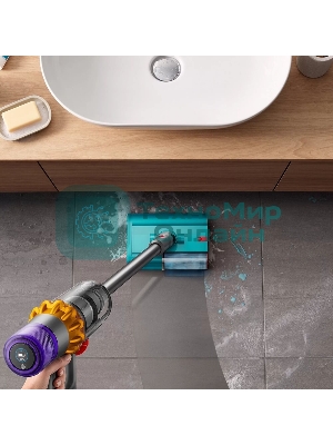 Пылесос вертикальный Dyson V15s Detect Submarine (448798-01) серый, питание от аккумулятора, 240 Вт, уборка влажная/сухая, пылесборник 0,76 л, работа от АКБ max 60 мин.