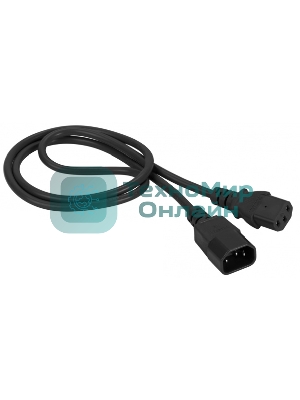 Шнур питания Lanmaster C13-C14, 3х0.75, 220В, 10А, черный, 0.5 метра