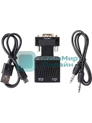 Переходник VCOM CA337A VGA(M)+audio+microUSB --> HDMI(F)1080*60Hz