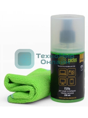 Чистящий набор (салфетки + гель) Cactus CS-S3004BL для экранов и оптики блистер 1 шт 25х25 см 200 мл