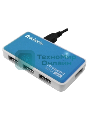 Концентратор USB Defender Quadro Power, USB, адаптер/через USB, блок питания