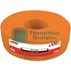 Кабель коаксиальный Rexant RG-6U+Cu нг(А)-HF, Cu/Al/Cu, 64%, 75 Ом, бухта 100 м, оранжевый