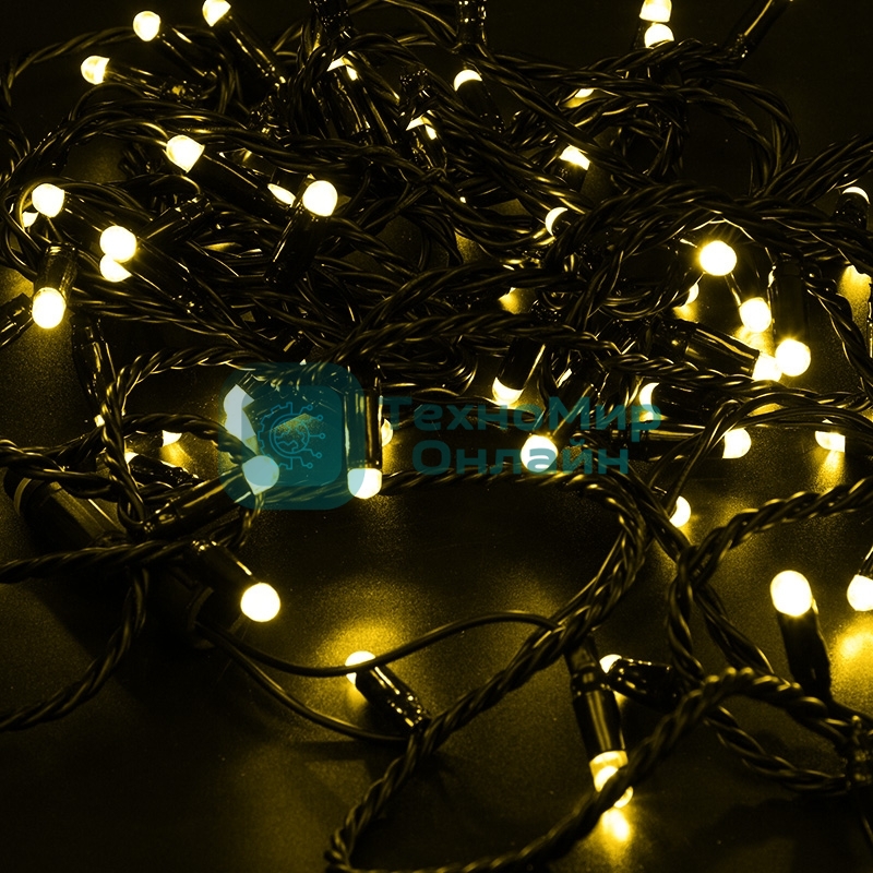 Гирлянда Neon-night Нить 10м, постоянное свечение, черный ПВХ, 230В, желтый