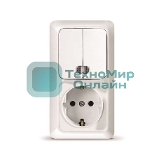 Блок ОП Олимп 2-кл. вык. с подсветкой + роз. с заземл. верт. бел. UNIVersal О0041