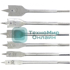 Набор сверл Сибртех перовых по дереву, 10-12-16-18-20-25 мм 6 шт