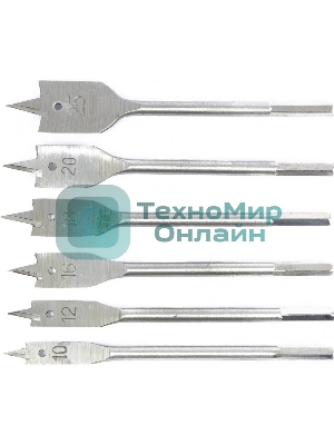 Набор сверл Сибртех перовых по дереву, 10-12-16-18-20-25 мм 6 шт