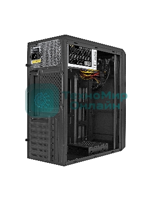 Компьютерный корпус Miditower ExeGate XP-332-UNS400 (ATX, БП UNS400 с вент. 12см, 2хUSB, аудио, черный)
