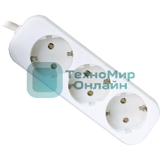 Удлинитель Defender E318 белый 1.8 м, 3 розетки 