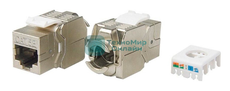 Hyperline KJ8-8P8C-C5e-180-TLS-SH-F-WH Вставка Keystone Jack RJ-45(8P8C), категория 5e, экранированная, тип 180 градусов, Toolless, белая
