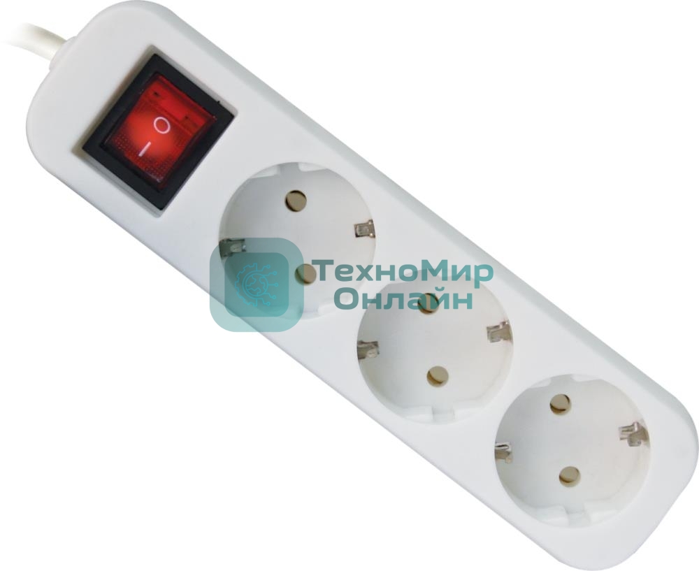 Удлинитель Defender S330 белый 3.0 м, 3 розетки 