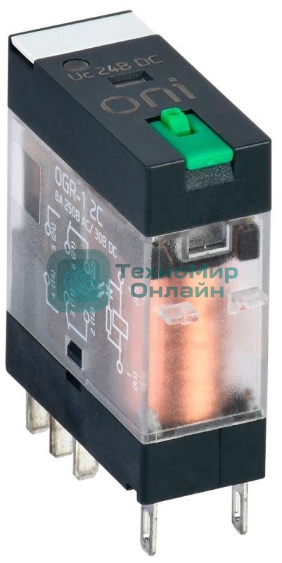 Реле общего назначения OGR-1 2C 24В DC с LED и тест. кнопкой ONI OGR-1-2C-DC24V-L-B
