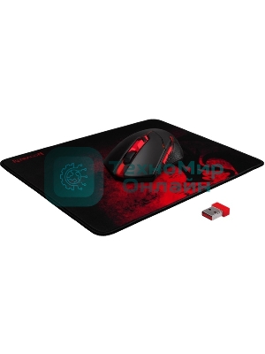 Мышь беспроводная + коврик Defender Redragon M601WL-BA черный, 2400 dpi, радиоканал, USB, кнопки - 6