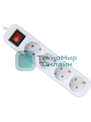 Удлинитель сетевой Defender S430 белый, 3 м, EURO, 4 розетки, 2200 Вт