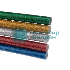 Клеевые стержни Rexant, Ø11 мм, 270 мм, цветные с блестками, 10 шт., хедер