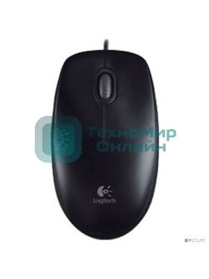 Мышь проводная Logitech B100 черный, 1000 dpi, USB, кнопки - 3