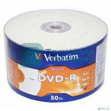 Диск DVD-R Verbatim 4,7 Gb 16x DataLife Inkjet Printable, Shrink, 50 шт (43793)
