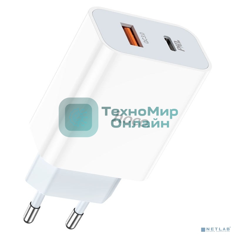 Сетевое зарядное устройство HOCO HC-66076 C97A/PD + QC 3.0/2 USB: Type-A + Type-C/Выход: 5V_9V_12V, 20W/белый