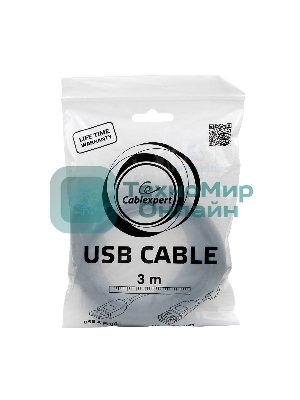 Кабель Gembird PRO USB 2.0 3.0м AM/AF позол.конт., фер.кол., пакет