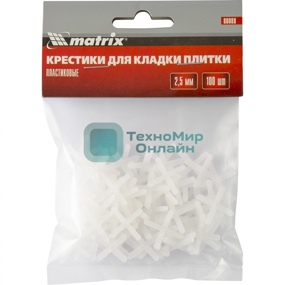 Крестики Matrix, 2,5 мм, для кладки плитки, 100 шт.