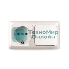 Блок ОП Олимп 1-кл. вык.+ роз. с заземл. горизонт. бел. UNIVersal О0032