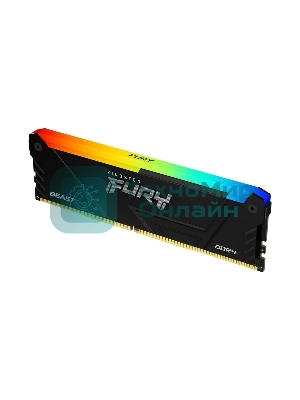 Оперативная память Kingston Fury Beast, DDR4, 32GB (1x32GB), 3600MHz, CL18, DIMM, с радиатором, RGB, черный