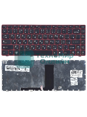 Клавиатура для ноутбука Lenovo V380 черная с красной рамкой