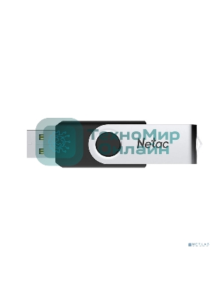 Флешка USB Netac U505 (NT03U505N-004G-20BK), 4Gb, USB 2.0, R/W 70/30, черный/серебристый