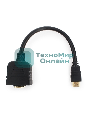 Разветвитель HDMI Cablexpert DSP-2PH4-002, HD19F/2x19F, 1 компьютер => 2 монитора, пасcивный, Full-HD, 3D, 1.4v