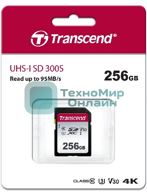 Флеш карта SD 256Gb Transcend SDXC Class 10 UHS-I U3, V30, TLC, Silver