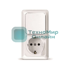 Блок ОП Олимп 1-кл. вык.+ роз. с заземл. верт. бел. UNIVersal О0038