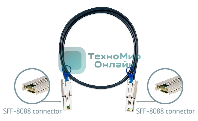 Кабель SAS для QNAP CAB-SAS10M-8088 Кабель mini SAS (SFF-8088), 1 метр