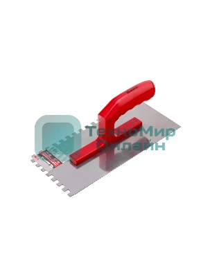 Гладилка Matrix стальная, 280 х 130 мм, зеркальная полировка, пластмас. ручка, зуб 8 х 8 мм