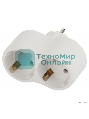 Разветвитель ЭРА 2-м SPx-2e-W с заземл. 16А бел.