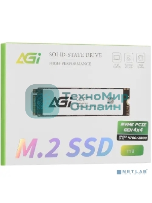 Накопитель SSD AGI AGI1T0G43AI818, 1Tb, PCIe 4.0 x4, M.2 2280, NVMe, R/W 4700/2800