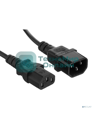 Кабель питания ExeGate Power EC-1P (C13->C14, VDE-250V-3*1.0мм2, медь, черный, 16A, 1 м)