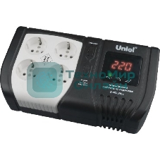 Стабилизатор напряжения Uniel (9621) U-ARS-500/1 серия Standard - Expert 500 ВА(Однофазный электронны(релейный)стабилизатор,цифровой дисплей,номинальная мощность 0,5кВА,диапазон входного напряжения 145-280В,выходное напряжение 220+/-10%В,частота 50/60Гц,точность стабилизации 10%,Макс.ток 2А.Размер: 258x140x93мм, Вес: 2.0кг.)