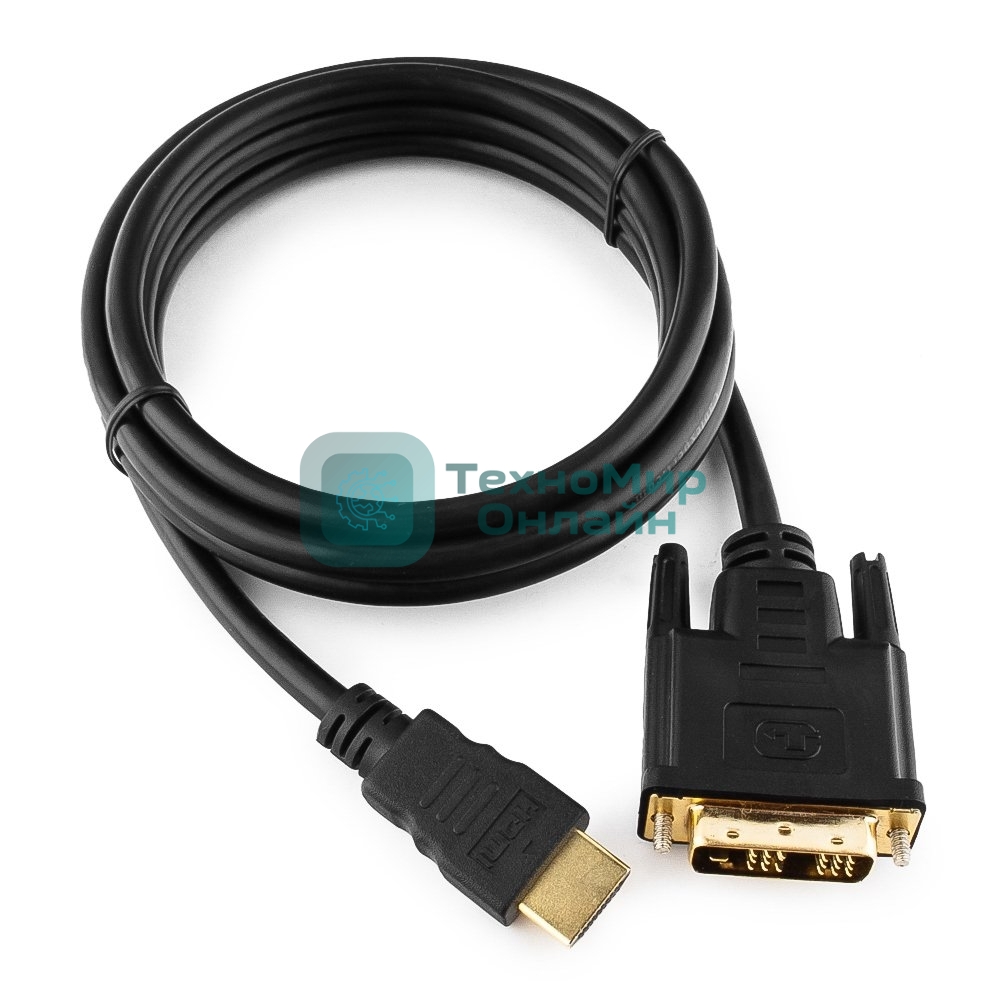 Кабель HDMI-DVI Cablexpert CC-HDMI-DVI-6, 19M/19M, single link, медь, позол.разъемы, экран, 1.8м, черный, пакет